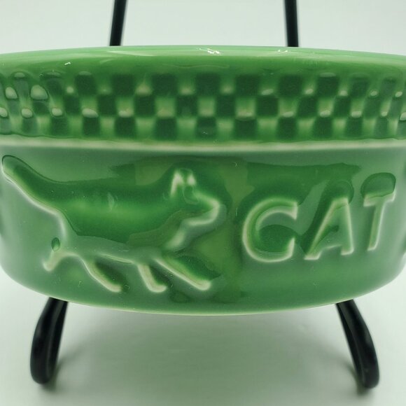 Longaberger Mulligan Green Cat Bowl Mulligan Cat Food Dish Water Bowl - Picture 6 of 6